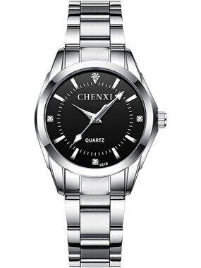 Women's Black Analog Quartz Silver Stainless Steel Luminous Waterproof Watch